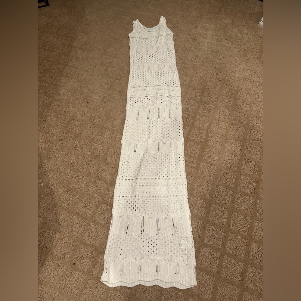 Petal & Pup White Crochet Maxi Dress